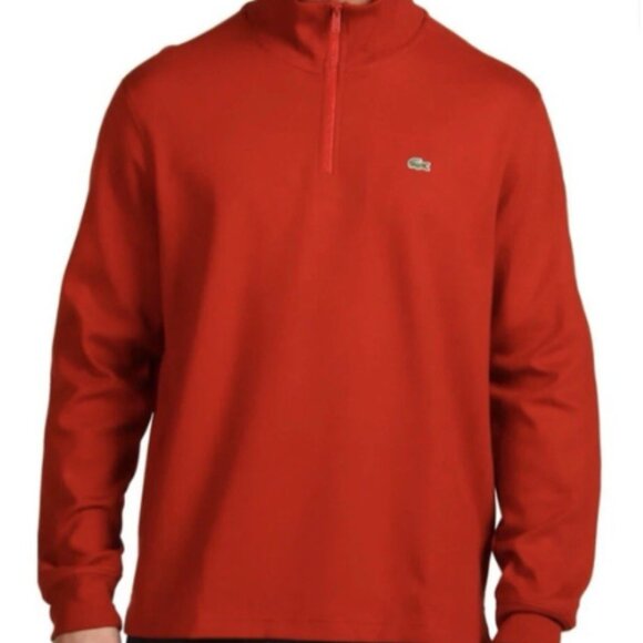 Lacoste Men's Bold Red Zip-Up 100% Cotton Sweatershirt - Picture 9 of 9